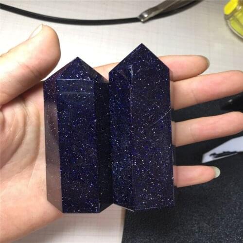 Each piece is about 7-8 cm long, 1 kg of natural blue sand pillar, crystal pillar specimen, crystal household decoration