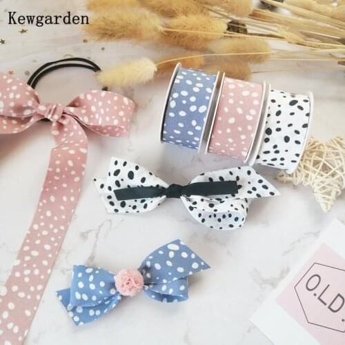 Kewgarden Dots Ribbons Handmade Sewing Crafts 1" 1.5" 25 38mm DIY Make Bows Tie Hair Fabric Accessories Gift Packing 10 Yards