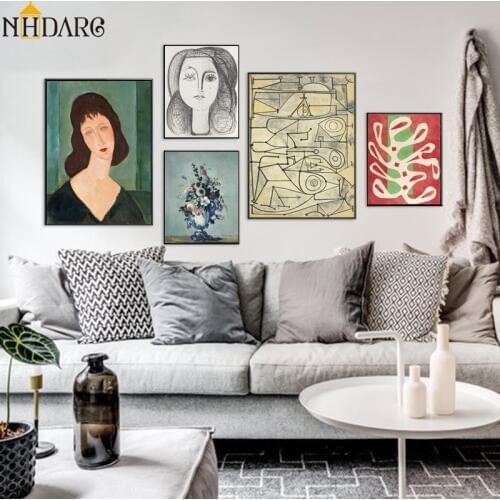 Classic Amedeo Modigliani Picasso Artwork Collection Abstract Canvas Print Painting Poster Wall Pictures Living Room Home Decor