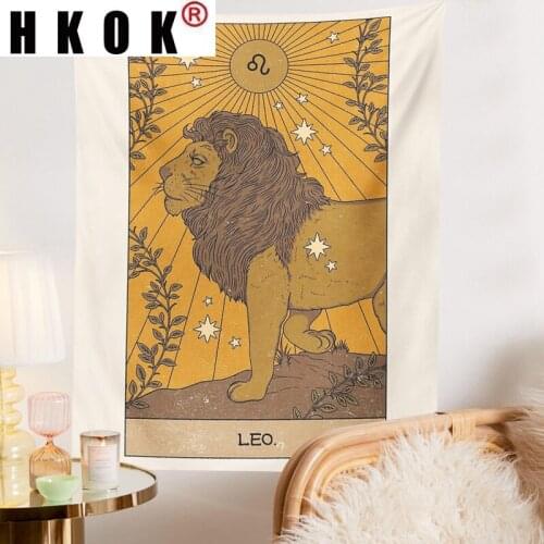 HKOK Constellation Tarot Divination Tapestry Wall Hanging Covering Rugs Background Cloth Beach Mat Blanket Art Bedroom Home Deco