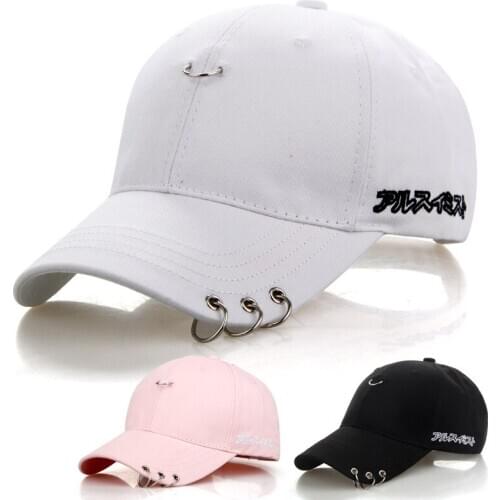 LINJW Spring Baseball Cap with Ring Bonnet Dad Hat Korean Style Fashion Hats for Men Women Solid Color Hip Hop Snapback Caps