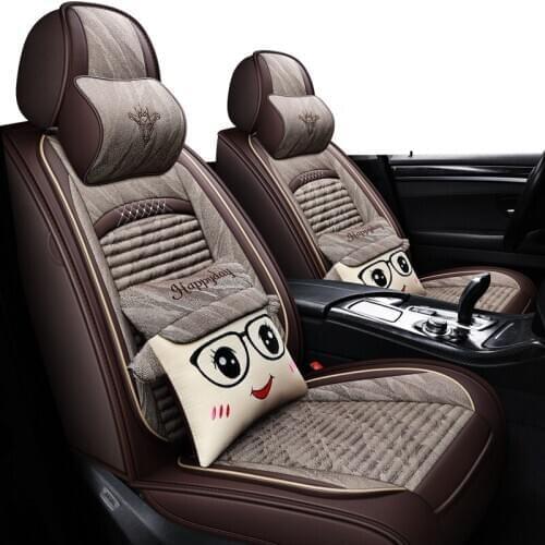 ZHOUSHENGLEE Linen Flax Car Seat Cover for Mitsubishi All Models pajero grandis outlander galant Lancer-ex ASX lancer pajero