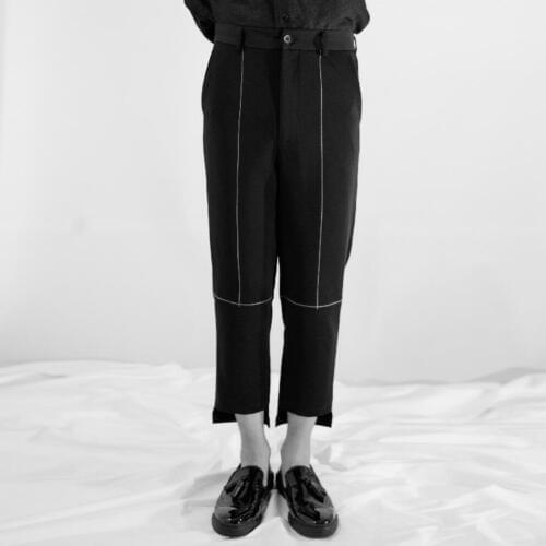 27-44 Mens Nine Pants Casual Irregular Pants Slim White Line Hairstylist Tide Pants Nightclub Singer Costumes Hot 2020 New