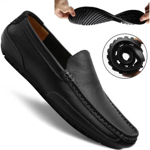 2021 Leather Men Shoes Luxury Trendy Casual Slip on Formal Loafers Men Moccasins Italian Black Male Driving Shoes Sneakers
