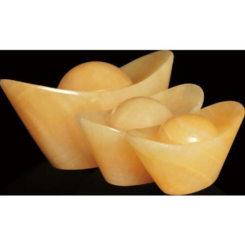 Natural Yellow Jade Gold Ingot Hand Carved Quartz Crystal Gold Ingot Figurine Healing Crystal Stone Crafts FengShui Home Decora