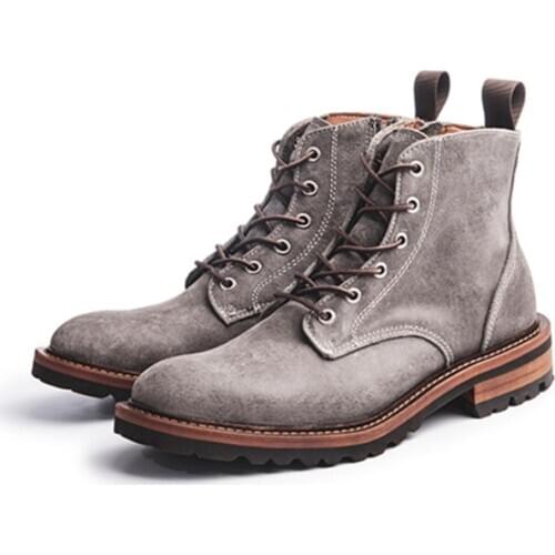 Yomior New 2021 Handmade Vintage Men Causal Boots Cow Leather Top Quality Tooling Wings Ankle Boots Round Toe Motorcycle Boots