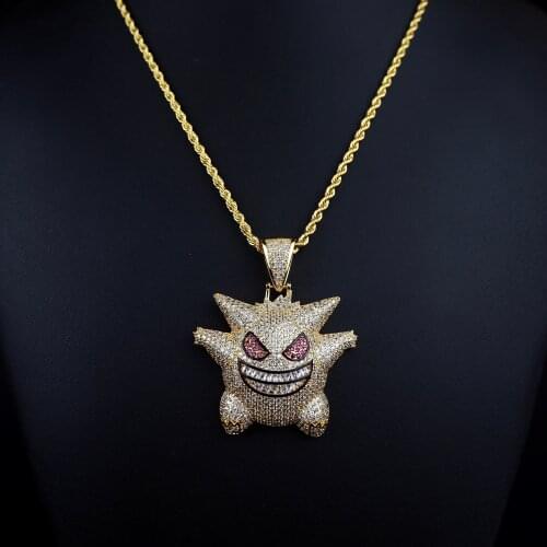 56/5000 New hot-selling necklace AAAA Zircon Inlaid Ghost Necklace Rock hip-hop elements jewelry for both men and women