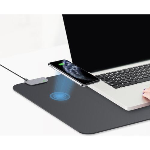 Office Leather Desk Pad Protector QI Wireless Charger Stationery Desk Mat Fast Wireless Charging Mouse Pad for iPhone/Samsung