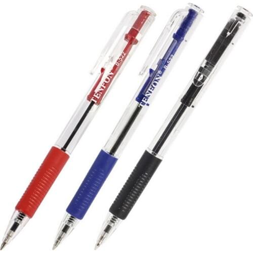 Plastic Ball-point Pen Red, Blue And Black Colors Ballpoint Custom Transparent Ballpoint Pen