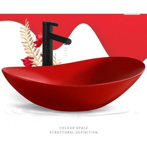 Nordic Simple Washbasin Ceramic Bathroom Sinks Red Bathroom Sink Glass Vessel Bathroom Sink Single Bowl Shampoo Basin