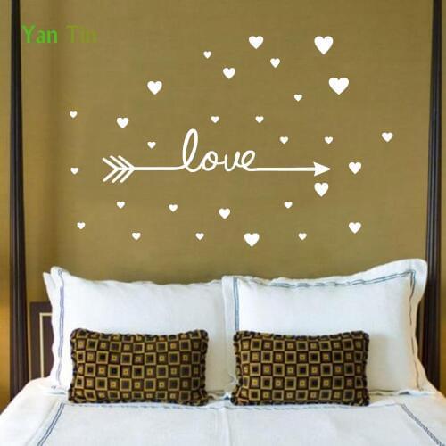 Removable Cartoon Arrow Hearts Shape Wall Sticker For Kids Child Rooms Boys Girls Gifts Wall Decals Easy To Apply Love Art Mural