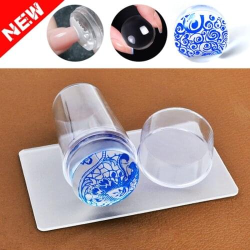 Nail Salon Fully Clear Jelly Nail Art Stamper Scraper Set 2.6cm Print Silicone Marshmallow Nail Stamp Stamping DIY Tool Template