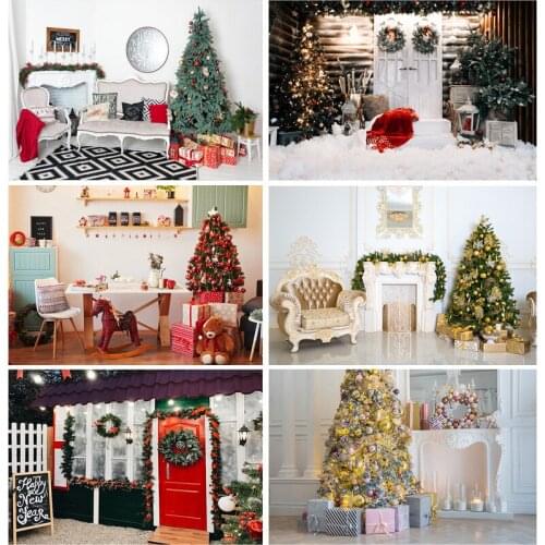 SHUOZHIKE Christmas Backdrops Fireplace Tree Baby Photography Background For Photo Studio Photophone 21522DHY-04