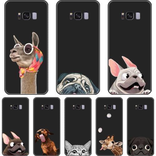 TPU Pug Dog Cat Back Cover For Samsung Galaxy Note 4 5 8 9 Soft Silicone Phone Case For Samsung Galaxy S5 S6 S7 Edge S8 S9 Plus