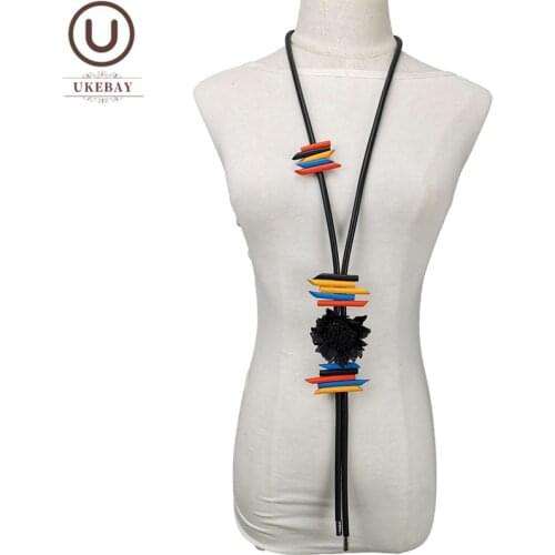 UKEBAY New Handmade Rubber Necklaces Female Pendant Necklace Flower Accessories Ethnic Clothes Jewelry Chain For Wedding Party