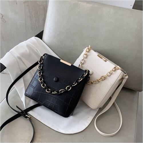 Vintage leather Stone Pattern Crossbody Bags For Women 2020 New Shoulder Bag Fashion Handbags and Purses Bucket Bags