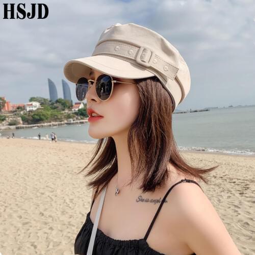 Belt Octagonal Flat Cap Women Summer Hat Spring and Summer Cotton Female Navy Hats for Women Male Female Retro Beret Female Caps
