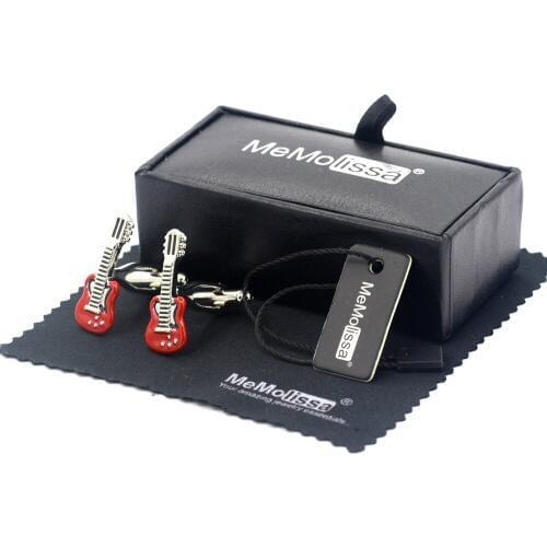 MeMolissa Display Box Cufflinks Vintage Violin Cufflinks Romantic Red Cufflinks for Mens Music Equipment Free Tag & Wipe Cloth