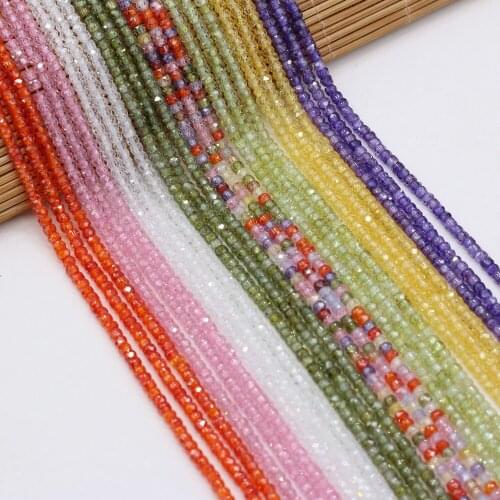 Natural Stone Beads Zircon Faceted Abacus Loose Spacer Beads For Women DIY Necklace Bracelet Making Jewelry Accessories