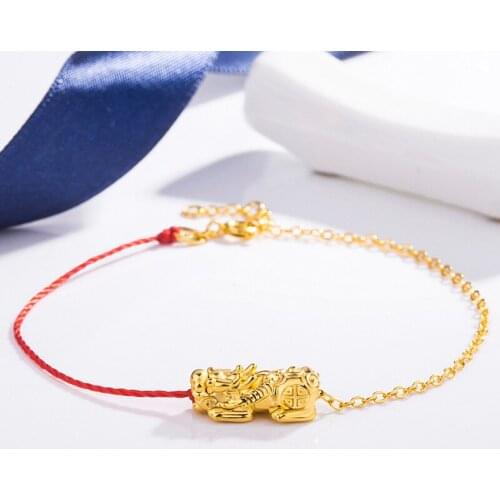 Ethnic Wind Lucky Pixiu Bracelet Hand-woven Red String 18k Women Bangle Jewelry