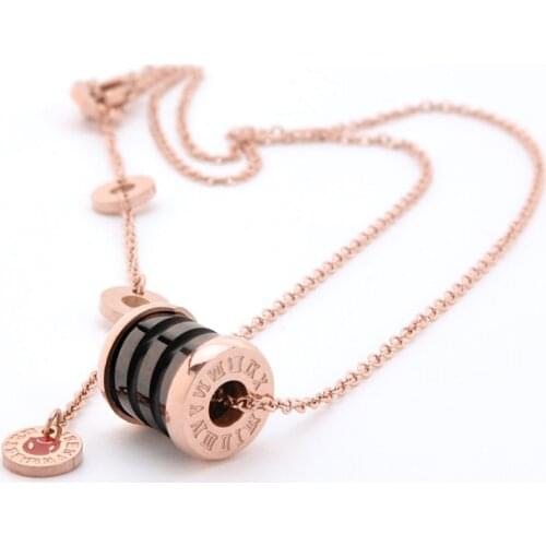 Roman Numerals Ceramics Pendants Necklaces for Women Rose Gold Stainless Steel Necklace Luxury jewelry collar Z411