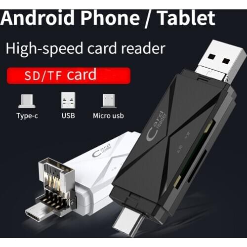 3 IN 1 USB Type C Card Reader SDHC SD TF MicroSD Card Reader Micro USB OTG Adapter for Android Phone Tablet PC