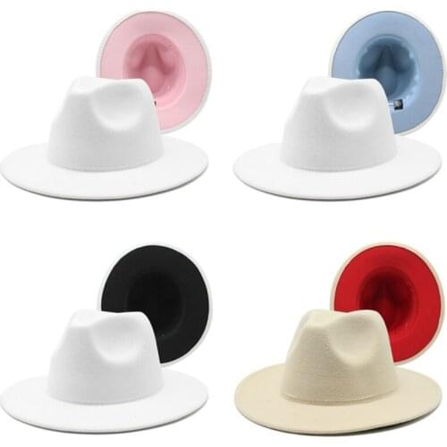 4pcs Mens Women Fedora Jazz Hats panama Caps Ladies Wide brim Cap Patchwork Top Hat Girls Trilby Chapeau Fashion Spring Autumn