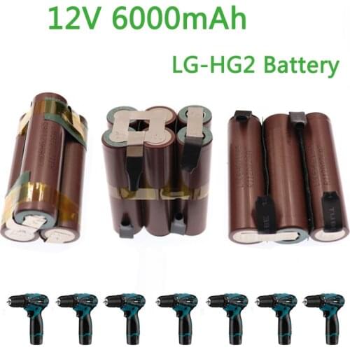 12V 18650 HG2 battery 6000mAh 20amps for 12.6v screwdriver battery weld soldering strip 3S 3S2P 12.6v battery pack (customize)