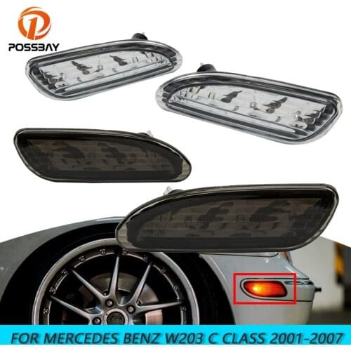 POSSBAY 1Pair Car Side Marker Lights Cover Turn Signal Lamp with Bulbs for Mercedes Benz W203 C Class 2001-2007 Exterior Details
