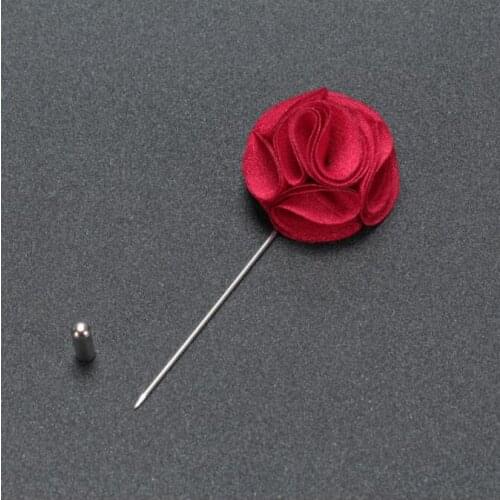 10Pcs/Bag Best Man Groom Boutonniere Red Silk Satin Rose Flower men buttonhole Wedding Party Prom Man Suit Corsage Pin Brooch