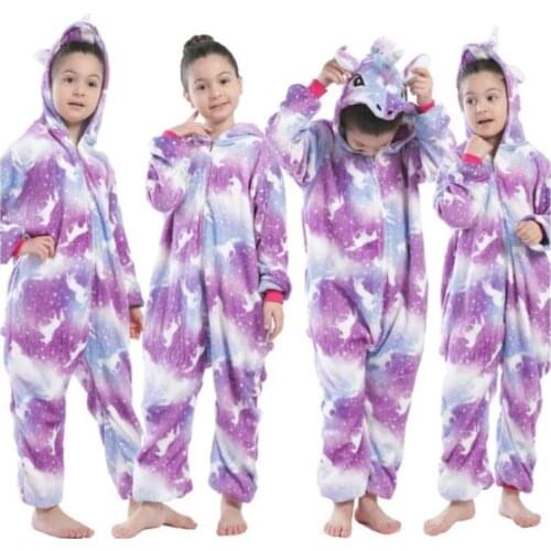 Kids Pijama Winter Christmas Child Unicorn Pajamas Stitch Panda Onesie Pajamas For Boys Girls Animal Sleepwear Flannel Pyjamas