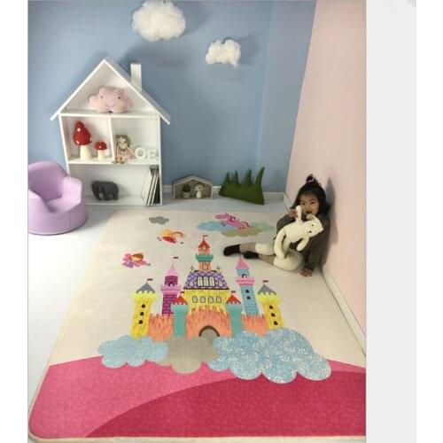 Pink Series Girl Rug With Castle Print Game Baby Crawl Mat Kids Best Loved Mats Rugs And Carpet Child Rug Tapete Alfombra Room