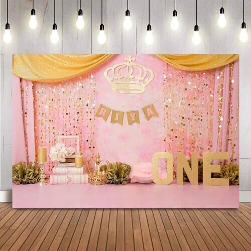 Girl Cake Smash Backdrop for Photography 1st Birthday Newborn Baby Background for Portrait Photographic Studio Photocall