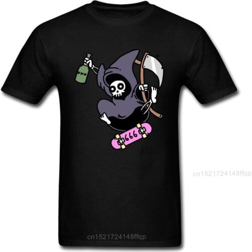 Skate Or Die T Shirt For Men 2018 T-shirt Hipster Grim Reaper Tshirt Death God Tops Pink Skateboard Tee Funny Clothing