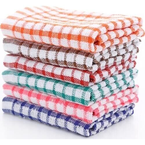 6PCS Cotton Kitchen Tea Towels Absorbent Lint Free Catering Restaurant Cloth Dish Towels Cleaning Cloth Kitchen Cleaning Towel