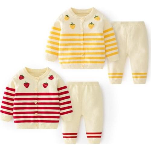 Melario Infant Baby Sweater Suit Autumn Winter Girl Knitting Sweater Sets Warm Cotton Girls Clothing 2pcs Newborn Clothes 0-24M