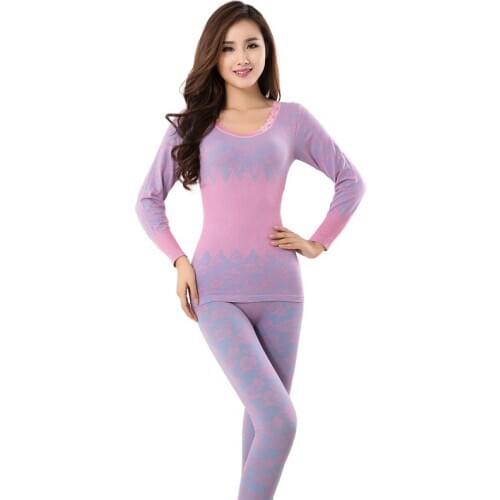 Women Thermal Underwear Set 2020 New Autumn Winter Lace Body Shaping Underwear Seamless Antibacterial Intimates Woman Long Johns