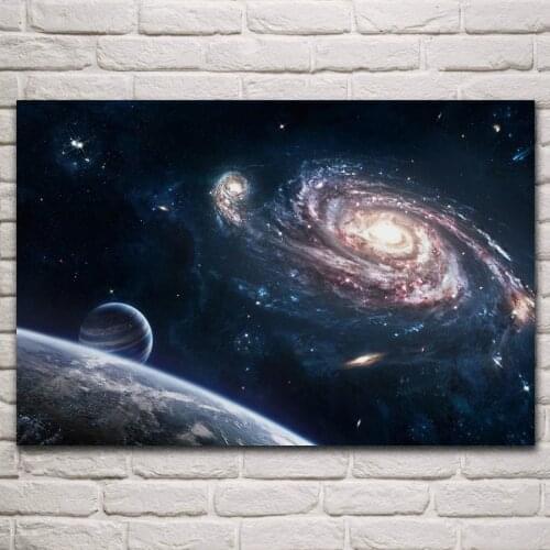 Beautiful nebula planet universe nature artwork living room decor home decor art wood frame fabric poster KM003