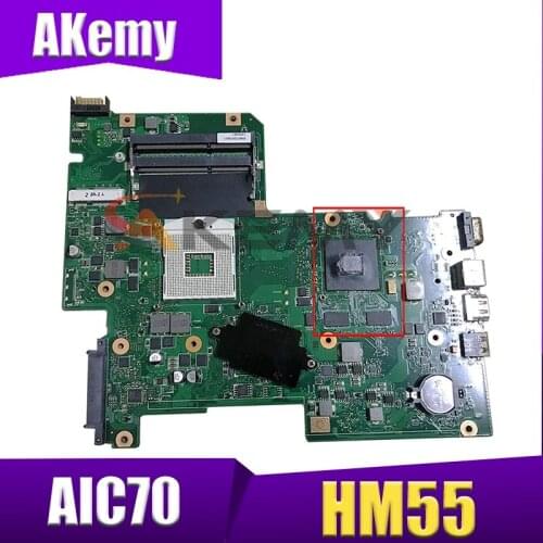 Akemy Laptop Motherboard For Acer Aspire AIC70 Mainboard REV.2.0 HM55 PGA 989 N12P-GV3-OP-A1 DDR3