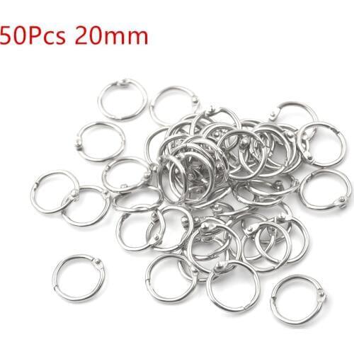 50Pcs Metal Staple Loose Leaf Circlip Ring Outer Diameter 20mm Keychain Book Binder Ring