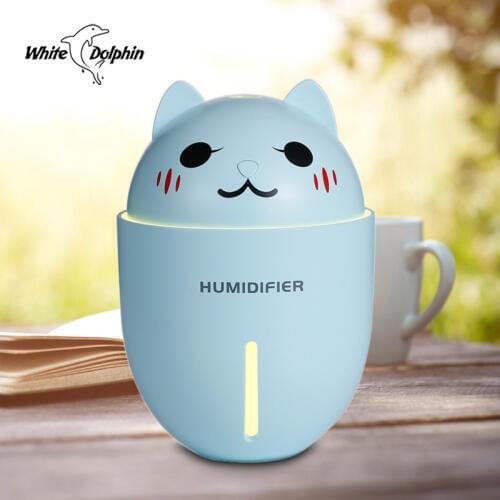 White Dolphin Mini USB Air Humidifier With Mini USB Fan And LED Light Aroma Diffuser Essential Oil Humidifier Mist Maker Fogger