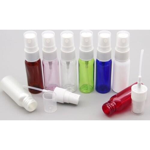 100pcs 20ml Miniature White Plastic Bottle With Mist Spray 20cc Empty Perfume Sprayer Container Samll Sample Pocket Bottles