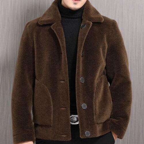 2021 New Winter Men Fashion Faux Sheepskin Fur Overcoat Male Loose Casual Jackets Plus Size S-6xl Warm Thicker Solid Outwear W49