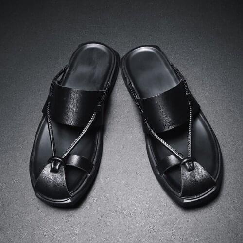 Slippers mens flops beach designer flip leather fashion non-slip 2020 summer sandalias playa hombre pantoufle homme cuir male