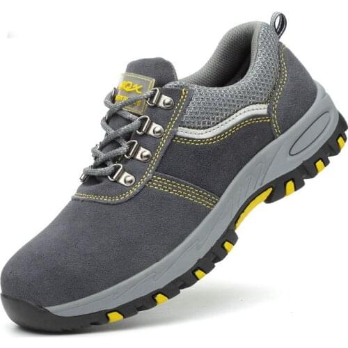 ZEEKSON Summer Breathable Lace-up Mens Sports Safety Anti-smashing Anti-piercing Trend Non-slip Low-helper Decoration Shoes