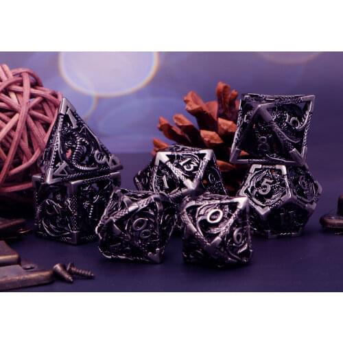 Mystery Hollow Metal Dnd Dice Set Polyhedral Dungeon and Dragon Dice D20 RPG Board Game Role Playing D&d Dice