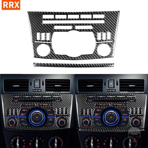 For Mazda 3 Axela 2010 2011 2012 2013 Mazdaspeed3 Carbon Fiber Sticker Center Control Radio Panel FM Frame Car Accessories
