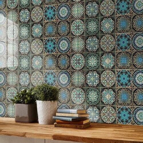10/15cm Mandala Pattern Tile Sticker Kitchen Backsplash Waterproof Wall Decal Self-adhesive Bathroom Decor Wallpaper Custom Size