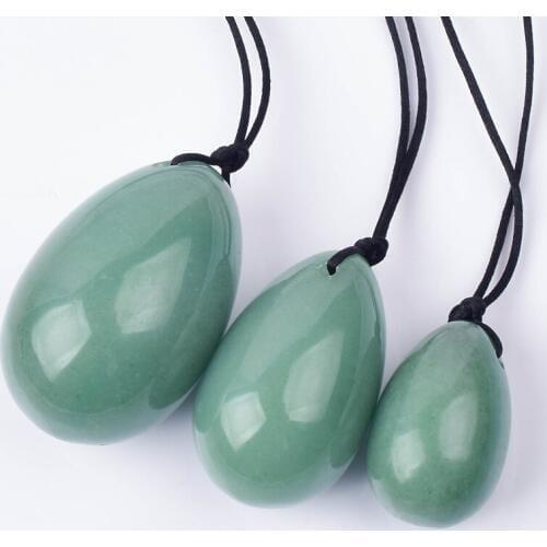 Natural Green Aventurine Yoni Eggs Drilled Egg Set Kegel Exercise Pelvic Floor Muscle Vaginal Tighten Eggs Benwa Ball