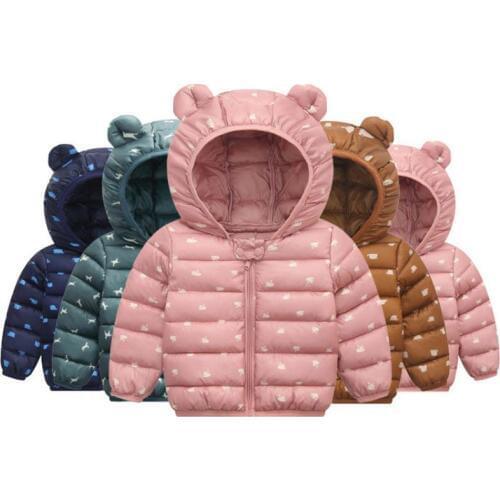New 2020 Winter Baby Infant Warm Coat Boys Girls Cotton Jacket Outwear Fashion Children Cotton-padded Cartoon Ear Hoodies